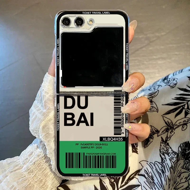 Hot Ticket Travel Label Phone Case with New York, Seoul, and Paris Design - Hard Protective Cover, Clear s
