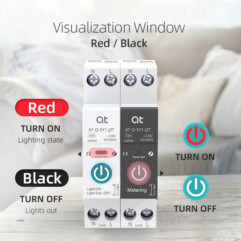 TUYA ZigBee With Metering Smart Circuit Breaker 1P 63A DIN Rail for Smart Home Wireless Remote Control Switch by Life API smart circuit breaker