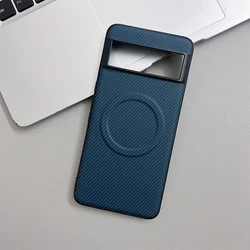 Matte Slim Carbon Fiber Pattern Magnetic Phone Case - Hard Armor Cover - Pixle 8 Pro (Navy Blue)