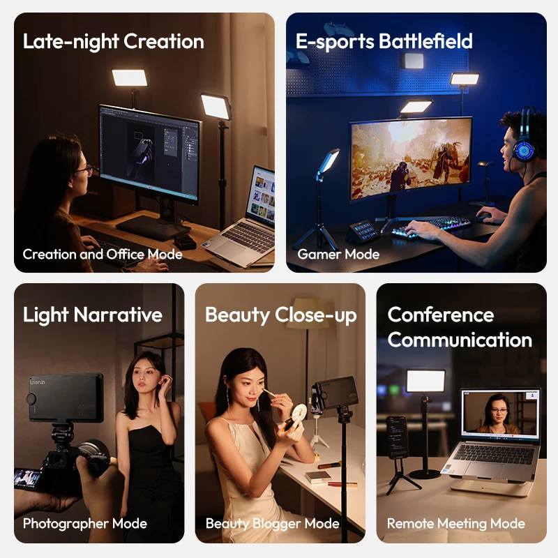 Ulanzi K6500 Studio Magnetic Bluetooth Video Light with Type-c Charging Bi-Color Soft Light Suit Ulanzi D200 Livestream Control