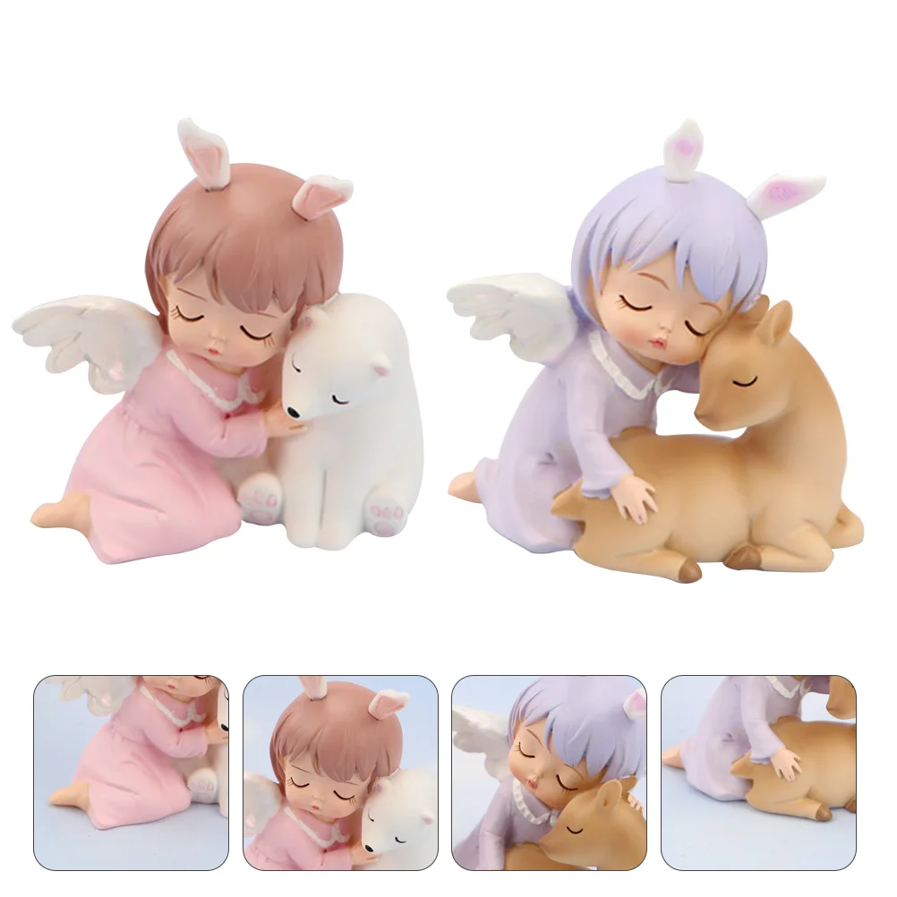 

2pcs Girl Figurine Figures Christmas Shower Birthday Cupcake Toppers Table Centerpieces