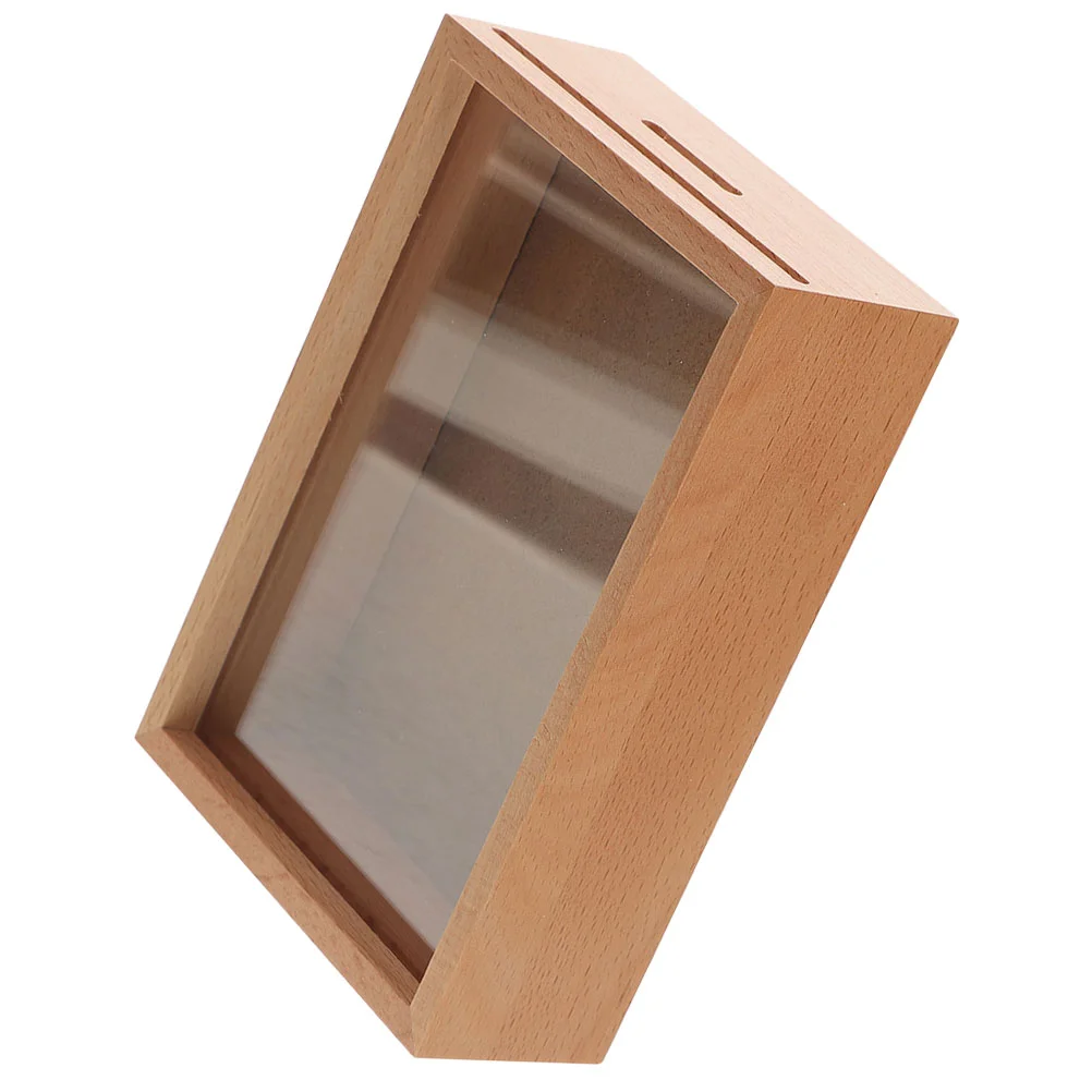 Wood Coin Bank Clear Window Photo Frame Piggy Bank For Adults Money Saving Jar Wooden Box Home Decor Money Boxes 3
