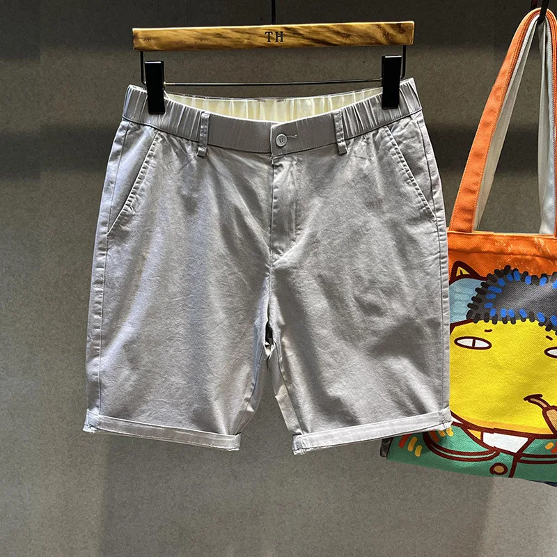 2024 new summer pure cotton stretch casual cargo shorts MEN'S trendy slim fit all-match Beach outdoor shorts