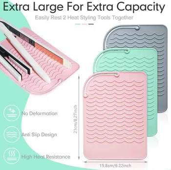 1pc Silicone Heat Resistant Mat For Hair Styling Tools, Pad For Curling lrons And Straighteners, Portable Styling Heat Mat