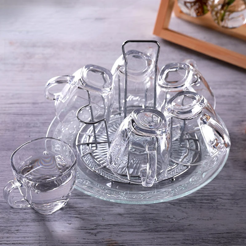 Glass Cup with Handle Drinkware Tea Cup Transparent Water Glass Beer Milk Juice Heat Resistant Bottle Water