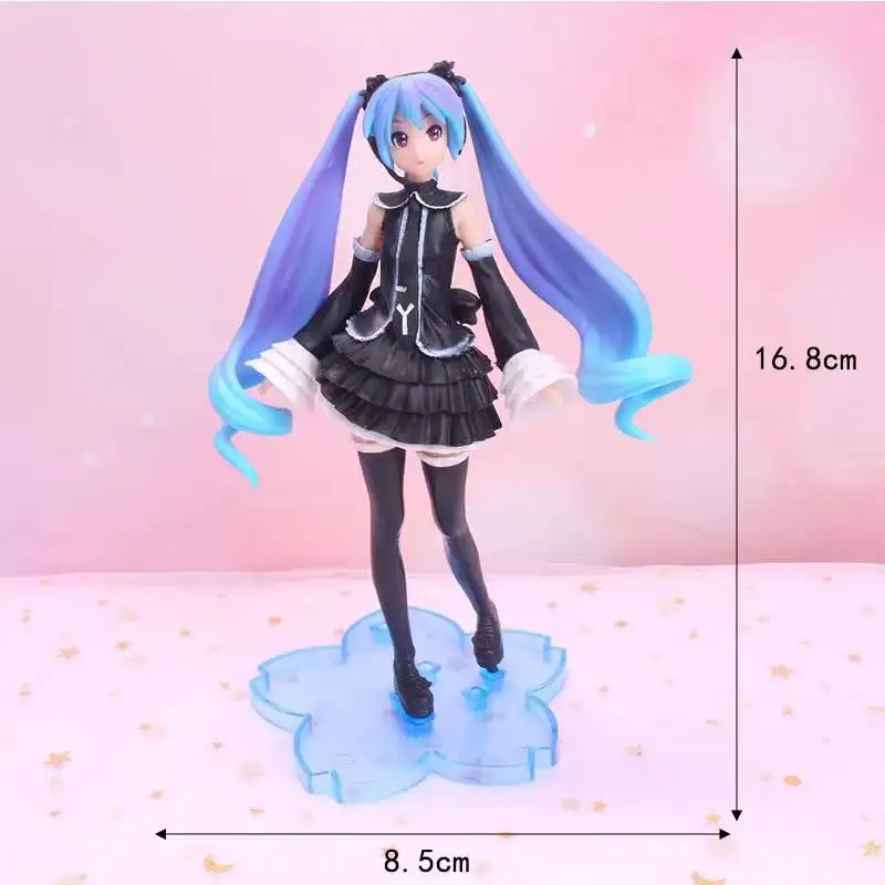 

17CM Japanese Anime Figure Miku Cute Girl Black Skirt Sakura Hatsune Miku PVC Model Toys Kids Birthday Gift Fans Collection