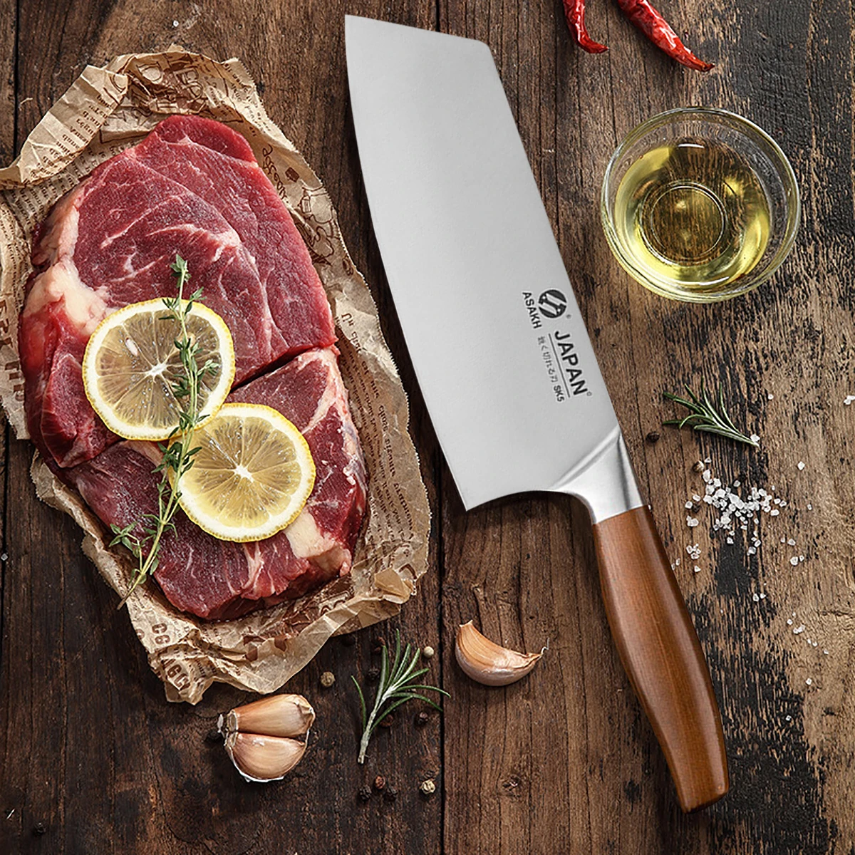 Kitchen Knife 1-6pcs Japanese Chef Knife Set Stainless Steel Kitchen Knives Chop Bones Meat Cleaver Vegetable and Fruit Slicing Knife BBQ