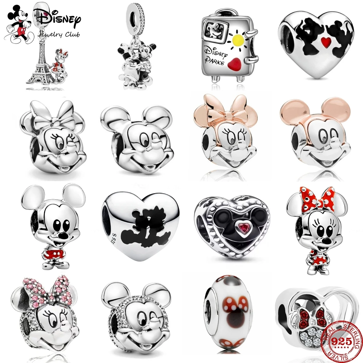 

Disney Mickey Clip Love 925 sterling silver Charms Minnie Beads Fit Original Pandora DIY Bracelet Necklace Pendant Women Jewelry