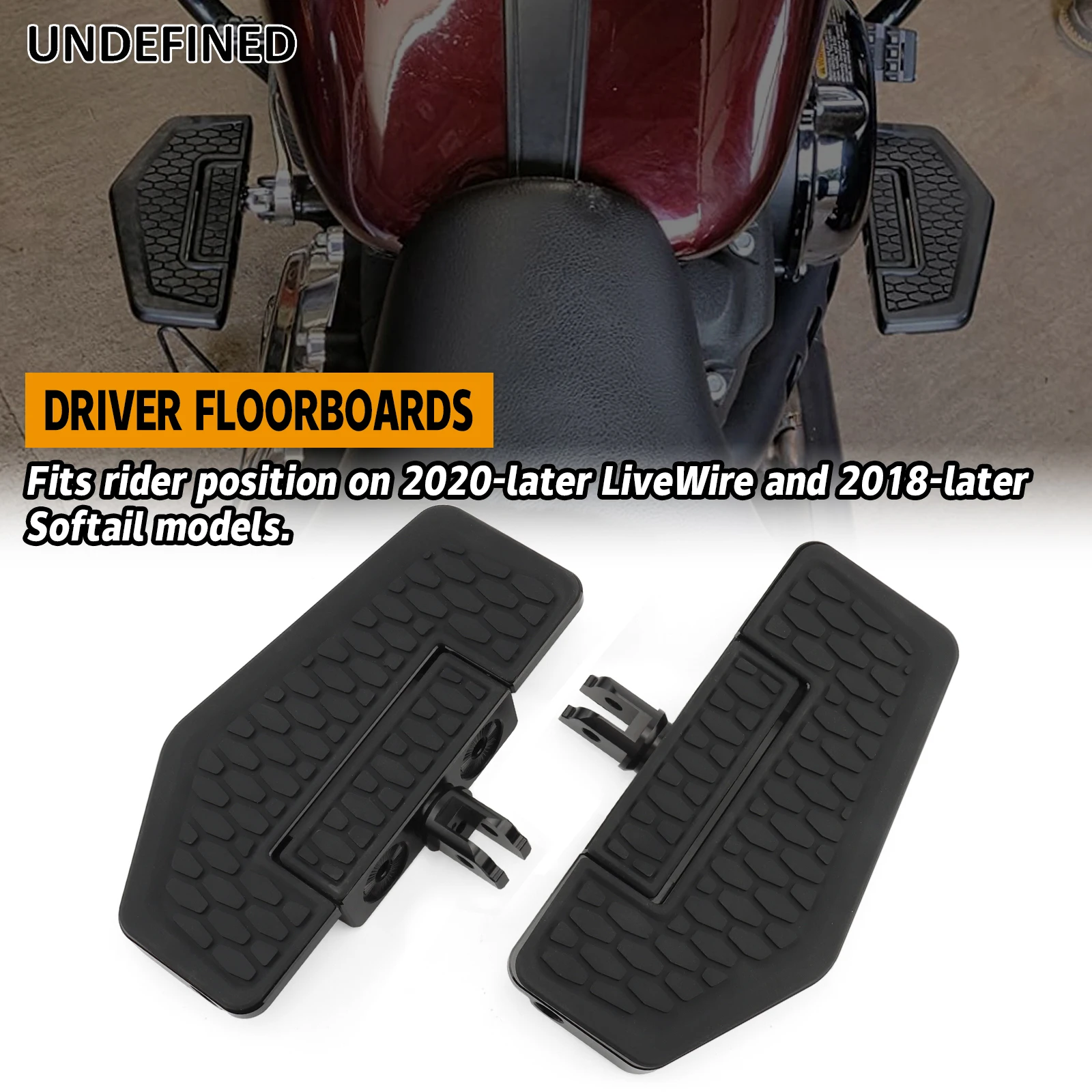 Repose-pieds avant hexagonaux noirs pour moto, repose-pieds à pédale