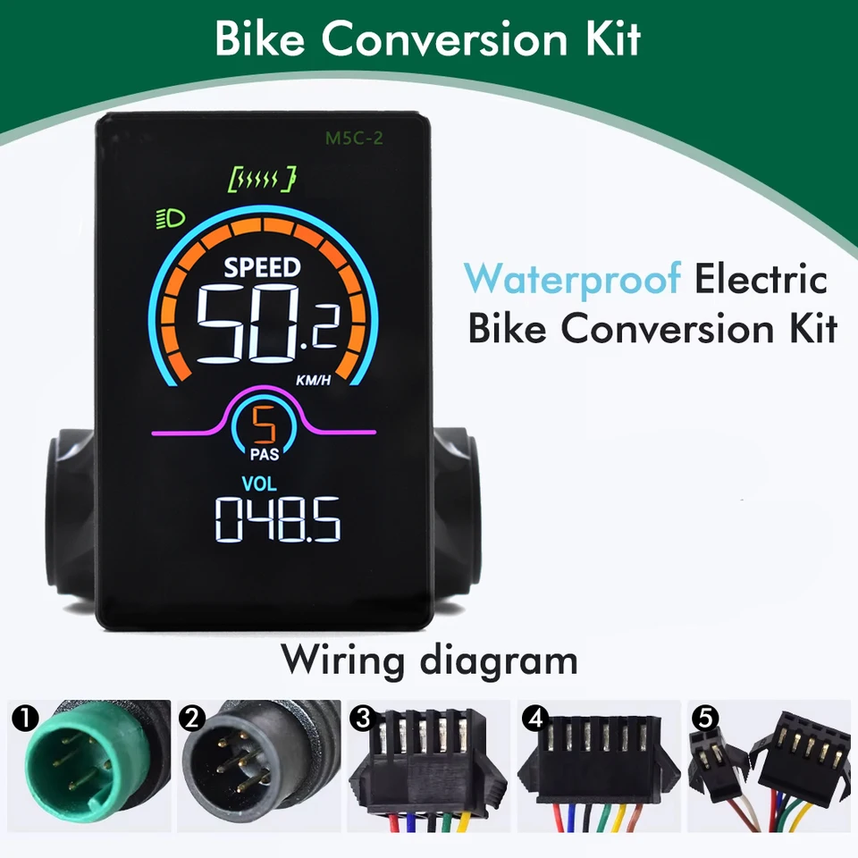 Electric Bike LCD Display Panel - 2 Inch IP65 Waterproof Color Screen For Mid Drive Motors