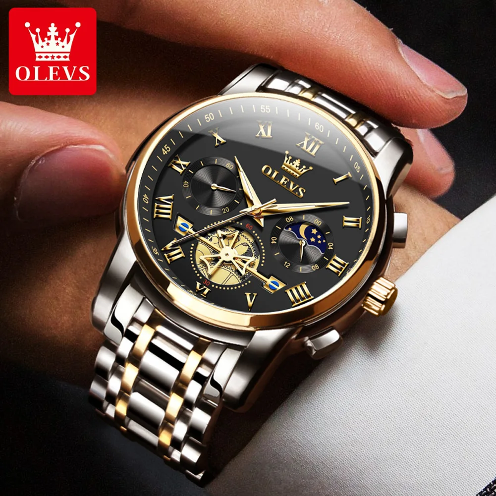 OLEVS Orologio meccanico automatico da uomo in acciaio