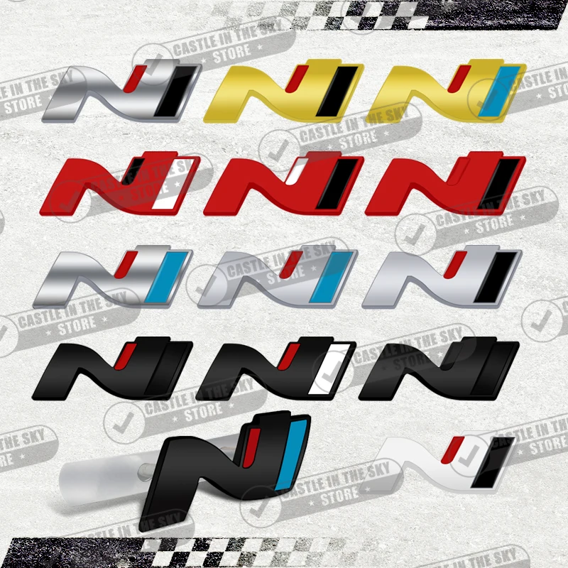 3D Car Sticker N Performance Logo Head Griglia Anteriore Badge Metal Decal Emblem Per Hyundai Nline Tucson Ix25 Ix35 I40 Veloster I30
