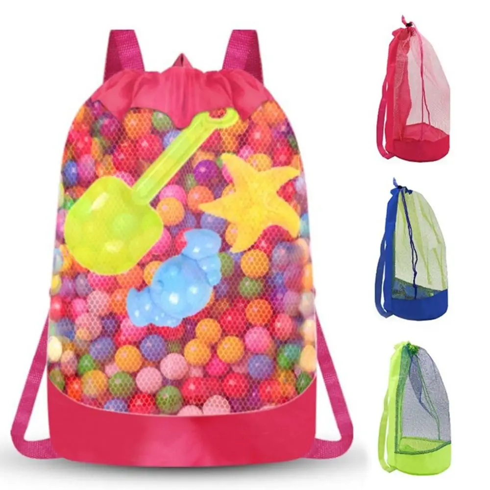 【original】 Large Beach Bag Lightweight Portable Swimming Backpack Adjustable Clasp Breathable Mesh Storage Bag Beach Trips
