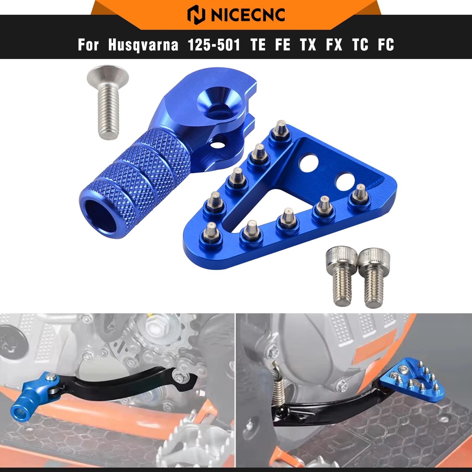 NICECNC Bremspedalplatte Schalthebelspitze für Husqvarna TE300 TE250 FE350 FE450 FE501 TX300 TC125 FX FC350 450 2017–2022