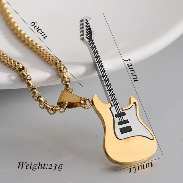 Personalized Electric Guitar Charm Necklace