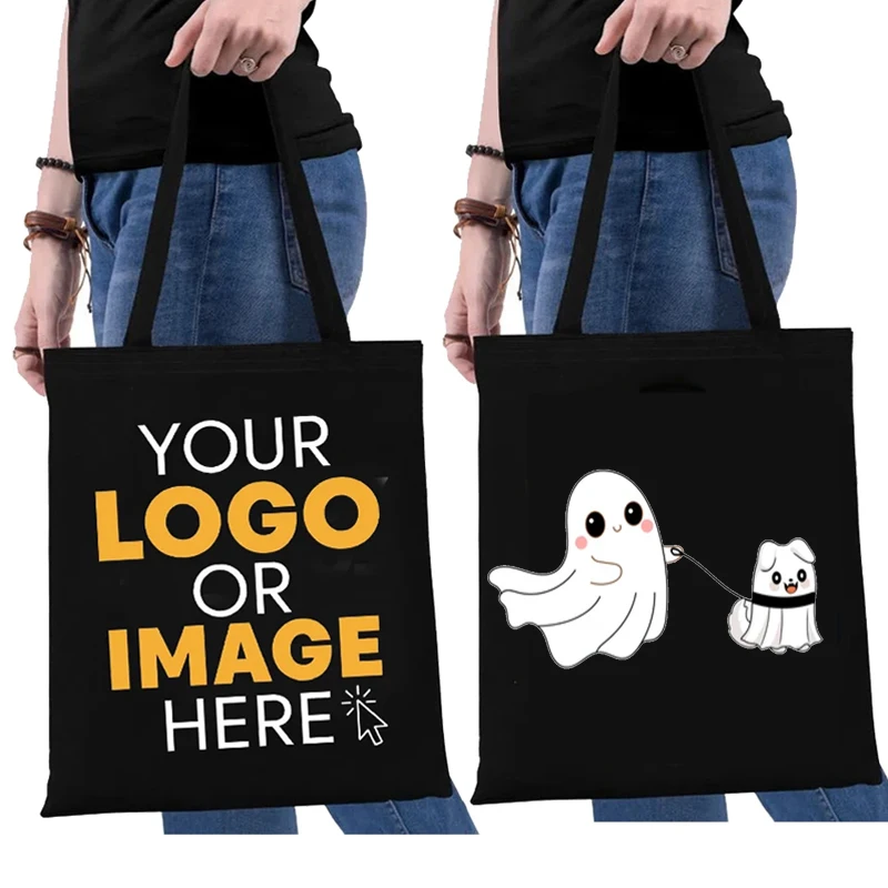 Customized Halloween Tote Bags Ghost Pumpkin Walking Dog Party Supplies Custom Print Name Picture Spooky Season Canvas Bags gift bags paper packaging bag plastic shopping bags zipper lock bags wedding flower petal bags air packaging bags