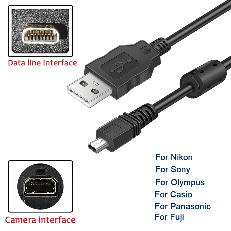 UC-E6 Digital Camera USB Data Cable Mini 8 Pin  for Nikon CoolPix Fuji Panasonic Olympus Sony 1M 1.5M