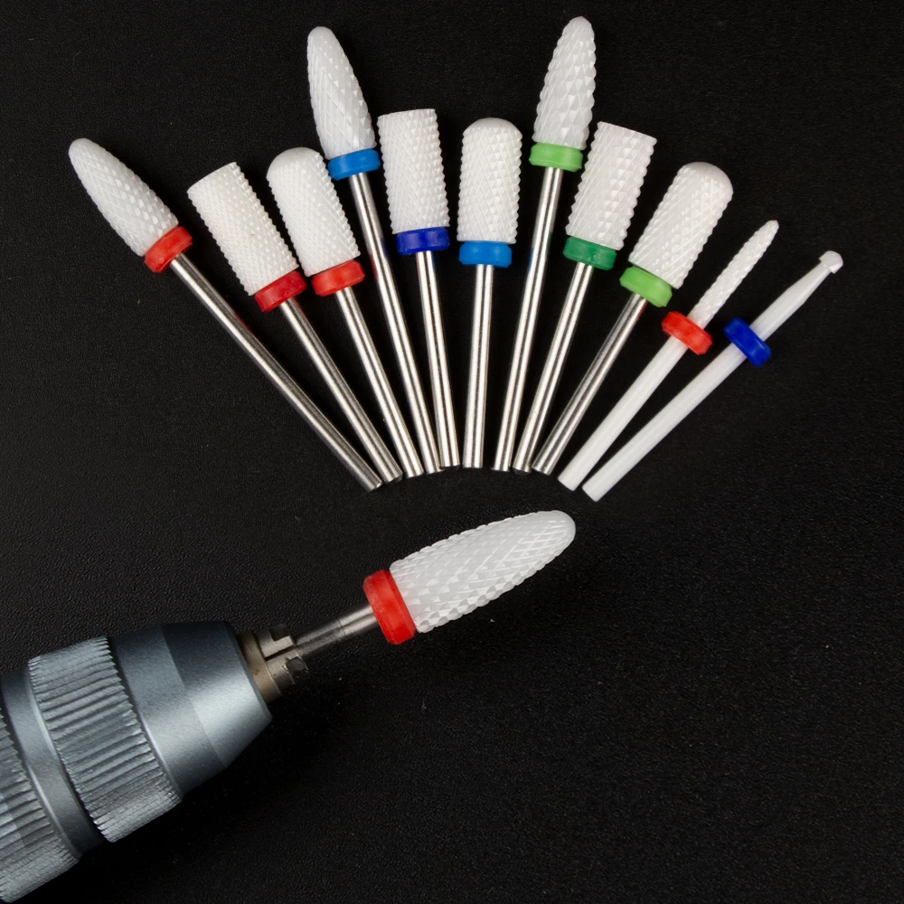 5pcs Milling Cutter For Manicure Set Ceramic Nail Drill Bit Mill Manicure Machine Pedicure Tools for Removing Gel File 3/32 Inch