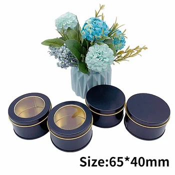12Pcs Black Gold Color Round Metal Tin Box For Candles Jar Cans With Window Makeup Cream Lip Balm Smaple Container Empty Pot Box 3