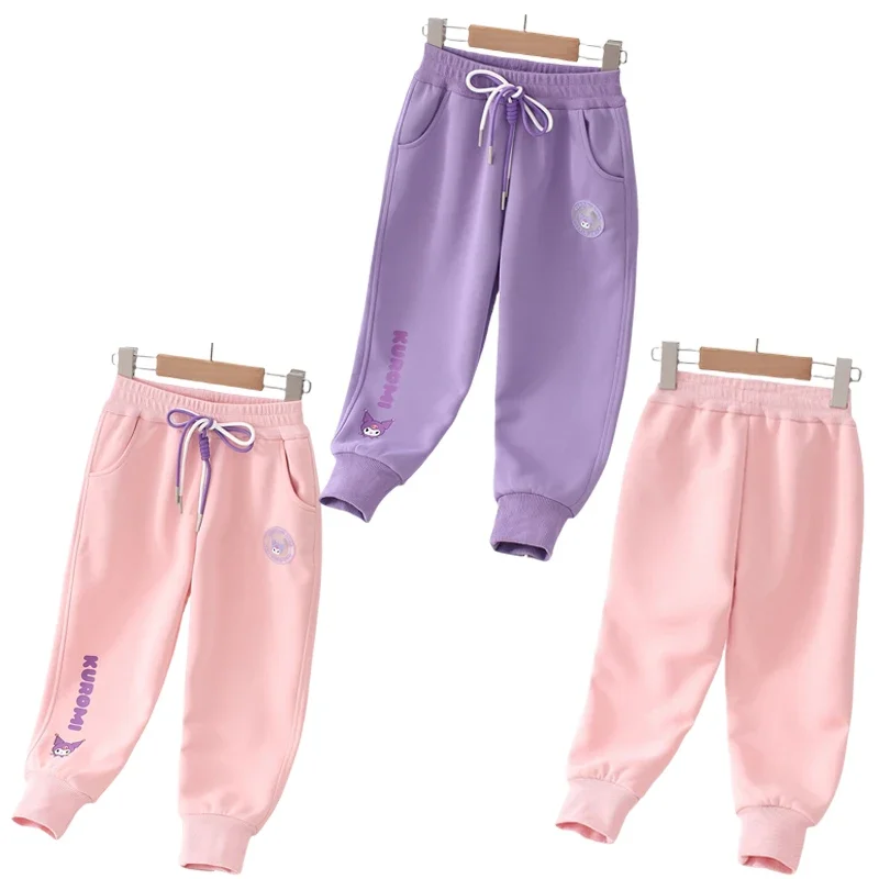

Sanrios Anime Kuromi Luminous Printing Cartoon Cute Creativity Children Sweatpants Girls Autumn Trousers Loose Sports Pants