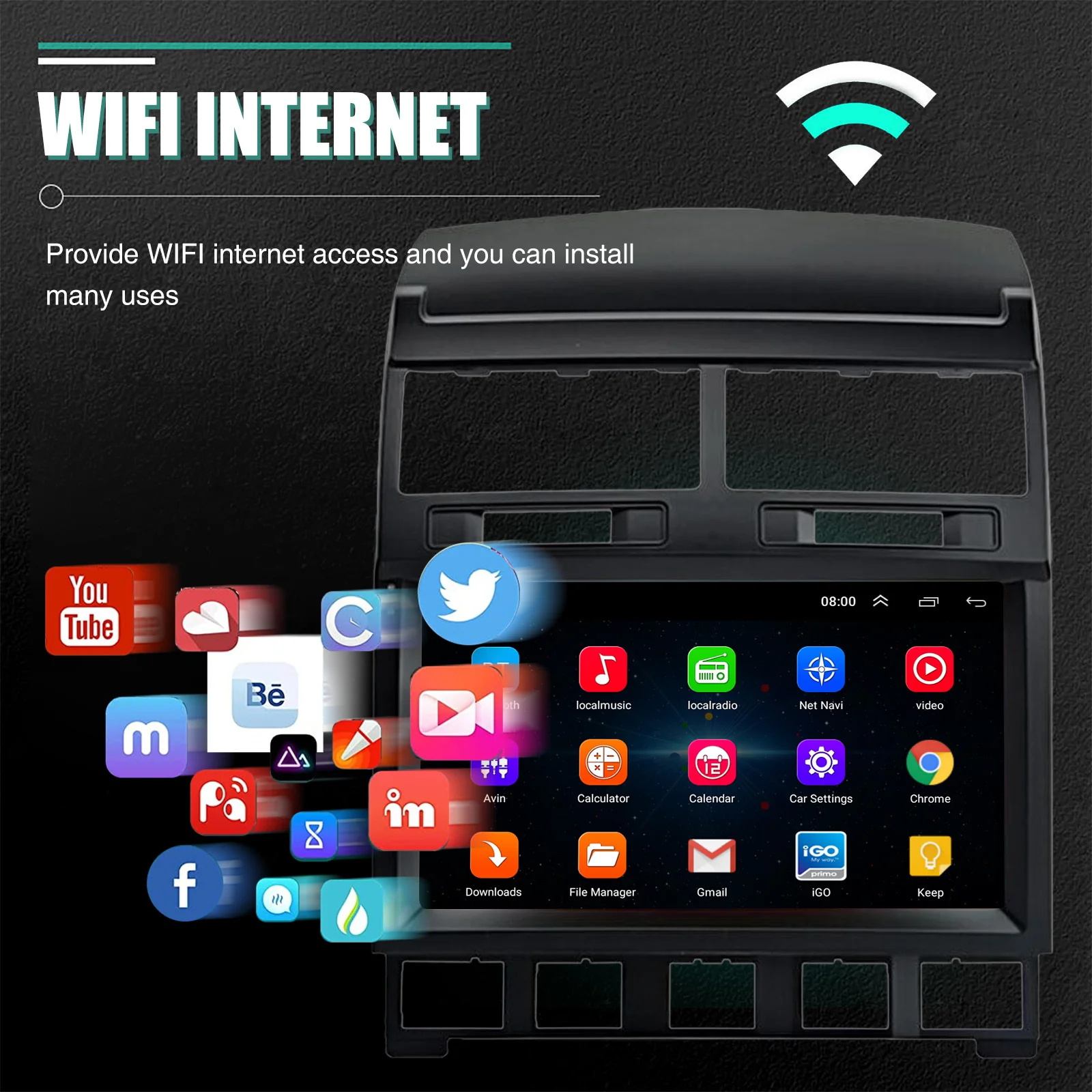 ESSGOO Autoradio Android15 9" 4+64G / 2+32G für VW Touareg 7L 2003-2010 Wireless CarPlay Android Auto GPS Navigation WiFi FM RDS Mirror Link USB Bluetooth Lenkradsteuerung CANBUS Touchscreen – Detail 12