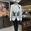 Elegant Black Embroidered Pearls Suits Men For Wedding Tailored Made Single Breasted Jacket Pants 2 Pieces Set Groom Man Tuxedo 2