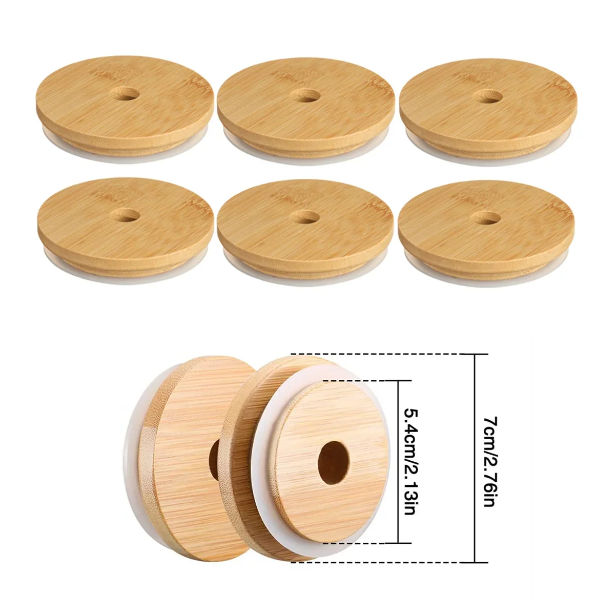 12 Coperchi In Legno Di Acacia Per Barattoli A Bocca Larga - Con Guarnizione In Silicone Ermetica (Marrone)