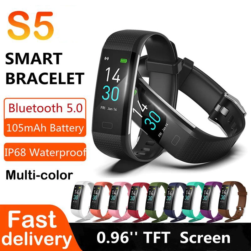 

S5 Smart Band Watch Blood Oxygen Fitness Traker Bluetooth Waterproof Smart Bracelet 0.96 Inch Heart Rate Calories Monitor Band