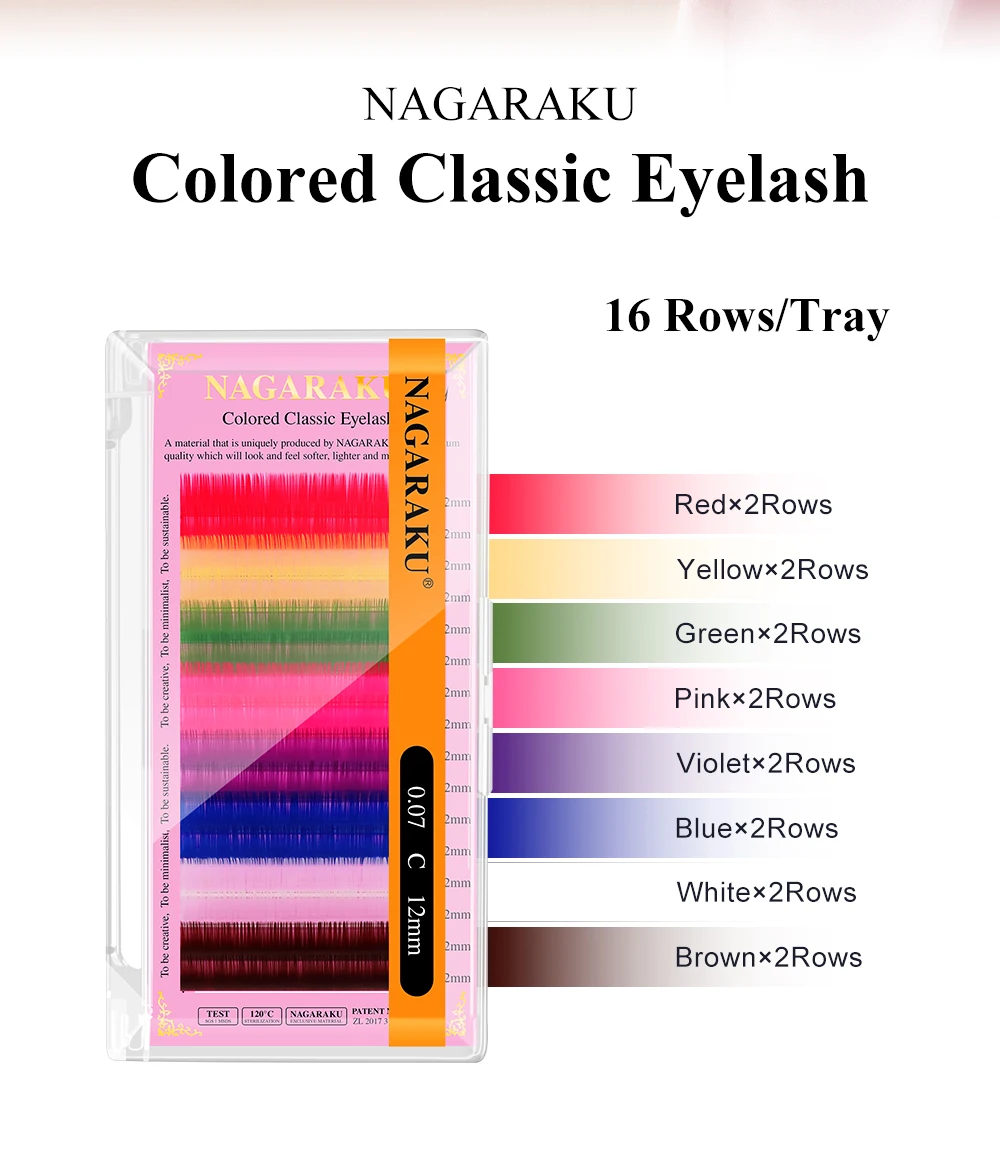 Description Picture 5 of itemNAGARAKU MIX Colorful Lashes 16rows Premium High-quality Eyelash Extension Macaron Rainbow individual Makeup False Eyelashes