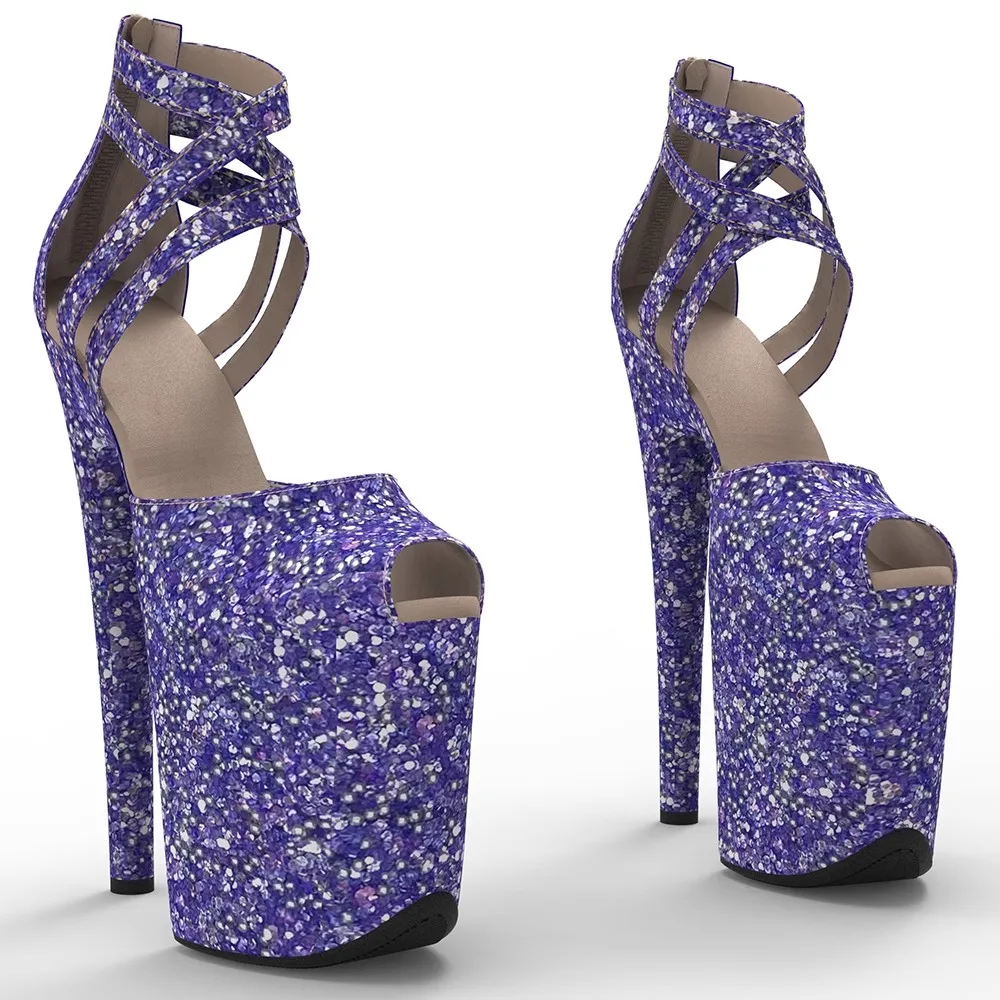 

20CM/8inches PU Upper Plating Platform Sexy High Heels Sandals Pole Dance Shoes 002