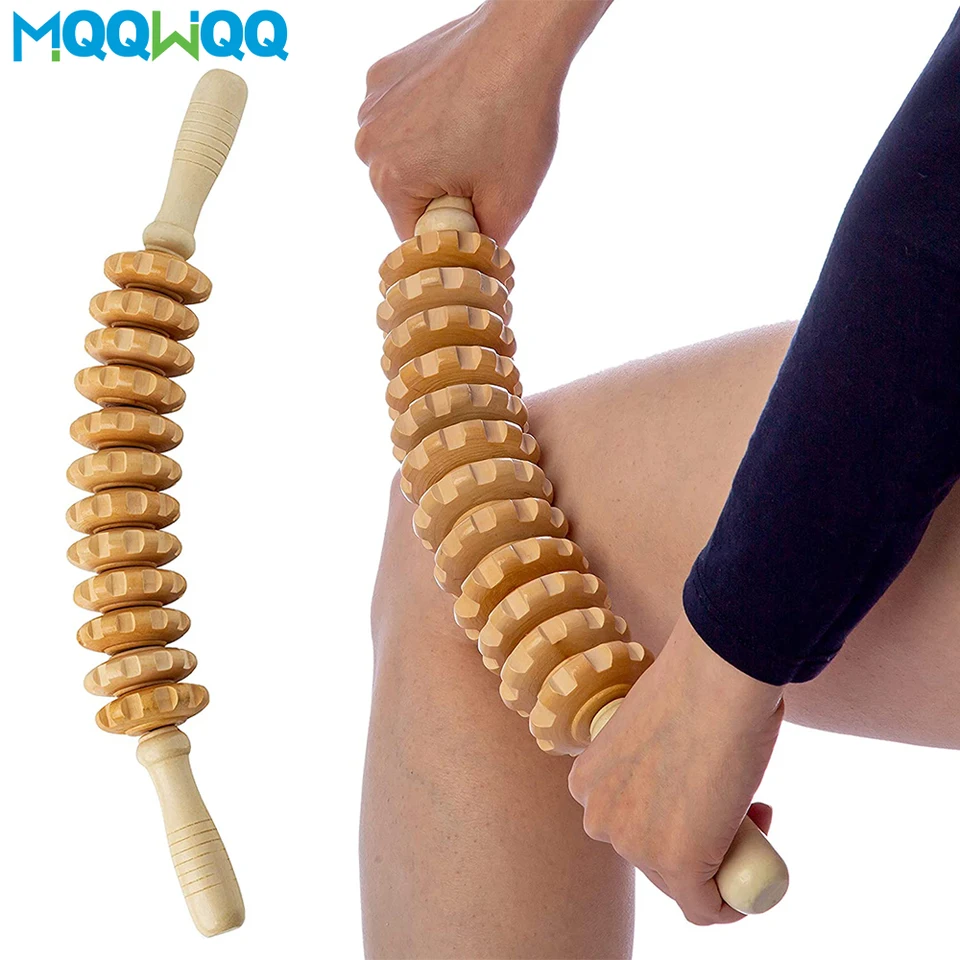Rodillo de masaje curvo de madera para drenaje linfático_voghion.com
