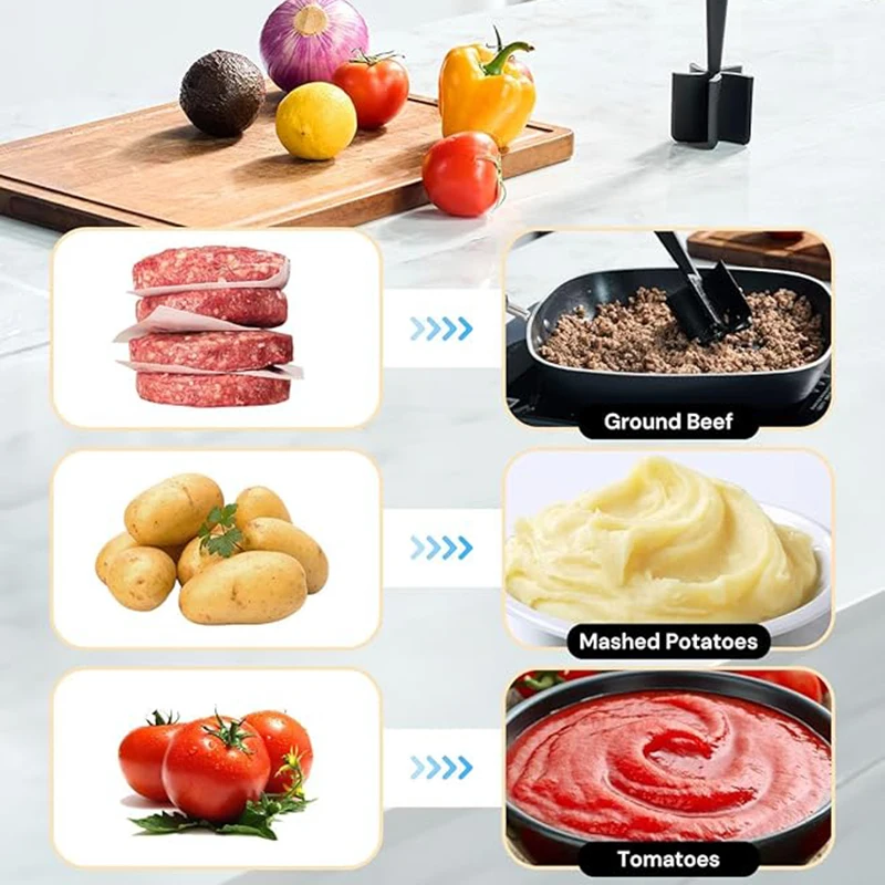 Kitchen Meat Chopper Beef Masher Non-Stick Meat Shredder Potato Tomato Turkey Hamburger Mix Smasher Kitchen Gadget