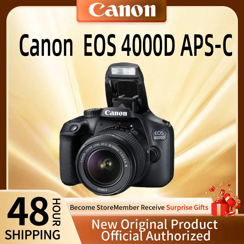 캐논 EOS 4000D APS-C 보급형 DSLR 디지털 카메라, 플립 터치 스크..