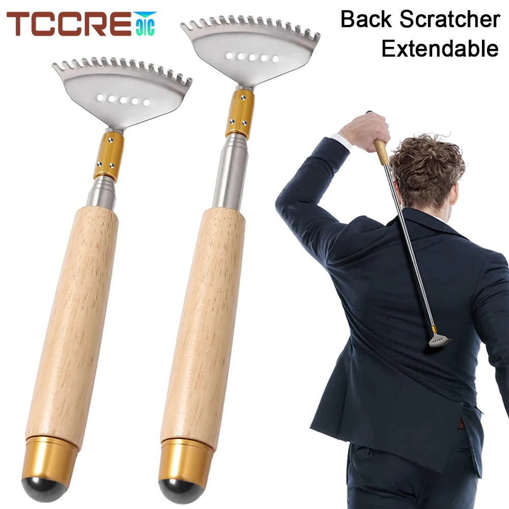 1Pcs Long Back Scratcher Extendable with Wide Claw & Solid Handle, Portable Metal Head Body Hand Scratcher Massager Itch Relief