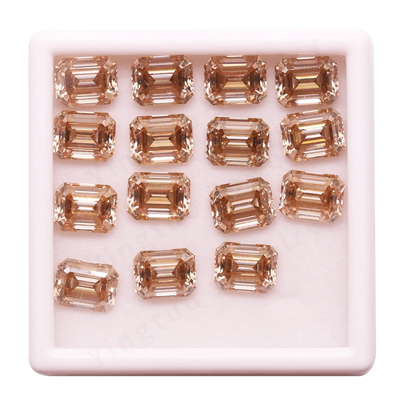 Champagne Emerald Cut Moissanite Loose Stone VVS1 Lab GRA Certified 7*9mm 3ct Moissanite Diamonds