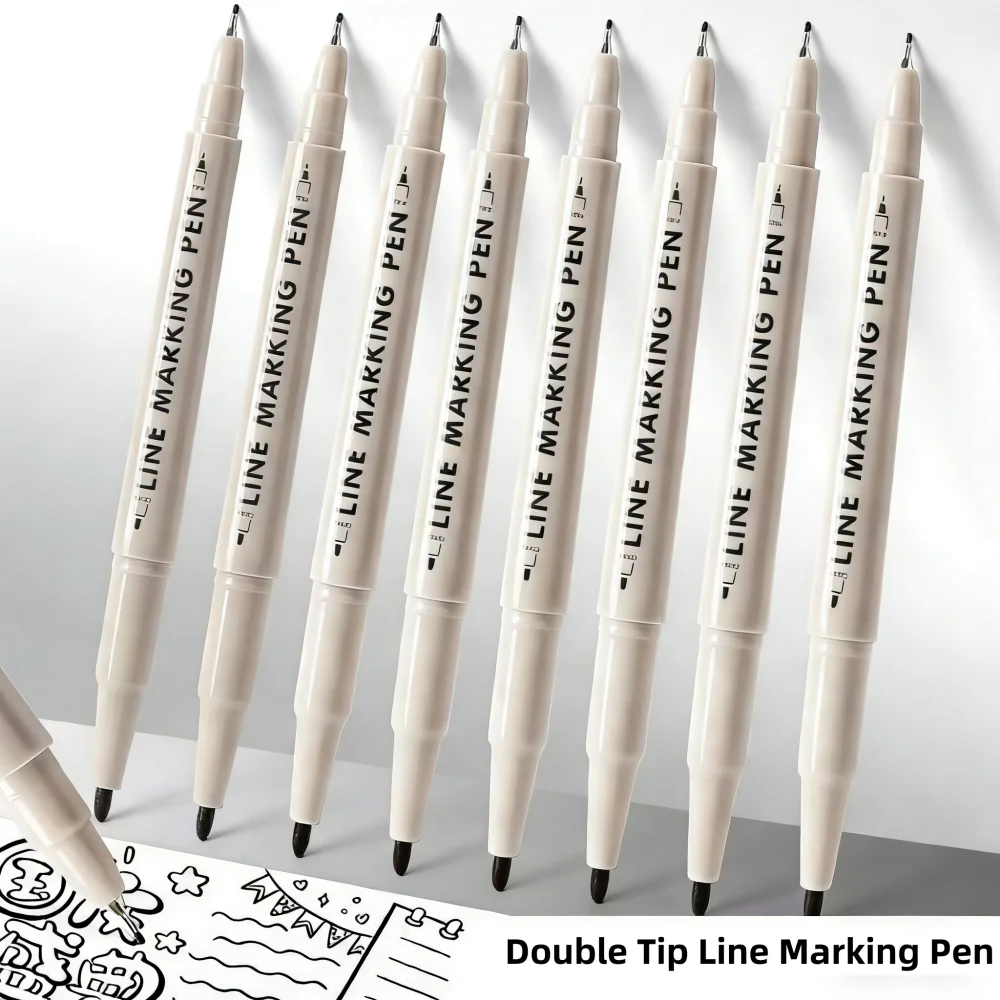 6 개/대 더블 팁 라인 마킹 펜 0.5mm 1.5mm 스케치 드로잉 펜 아웃라인 아트 마커 페인팅 문구 용품