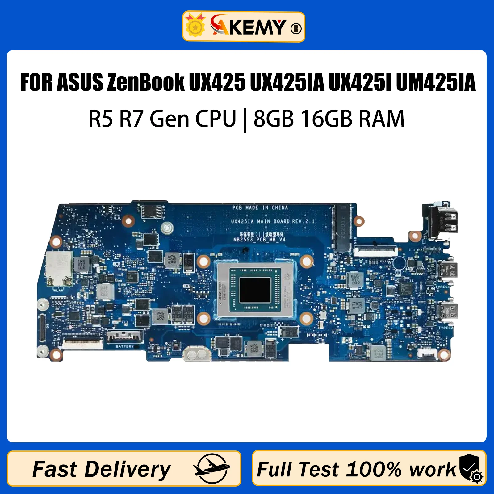 Материнская плата AKEMY UX425IA для ASUS ZenBook UX425 UX425IA UX425I UM425IA