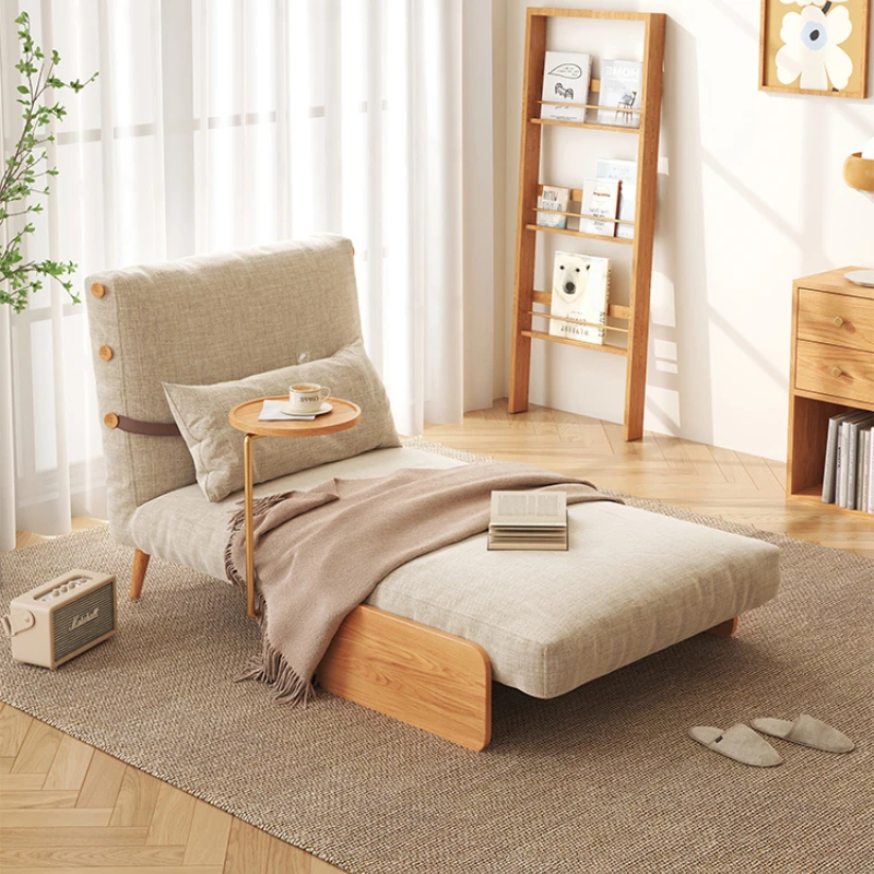 

Sofa bed foldable dual-purpose living room multifunctional fabric sofa small family net red solid wood telescopic single bed