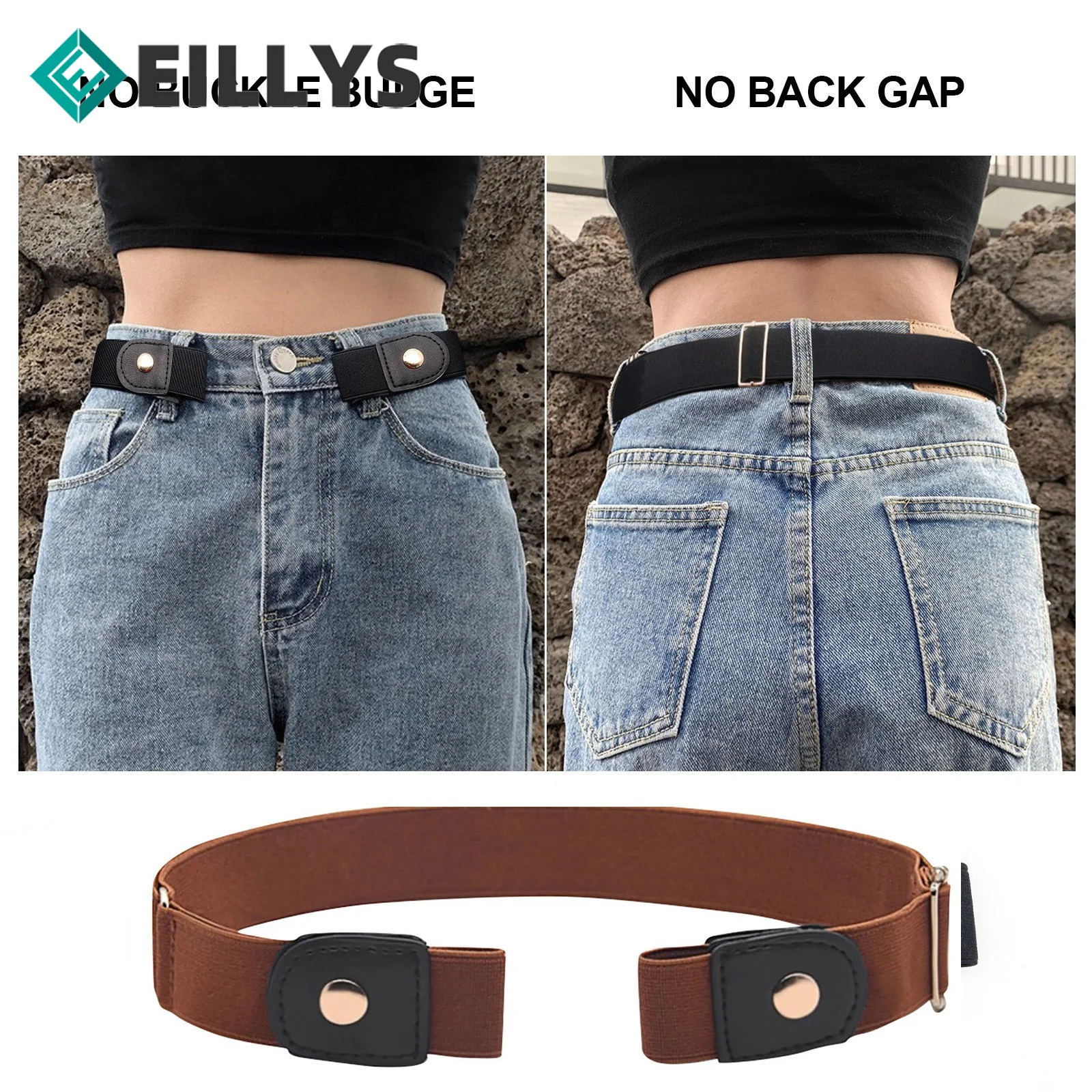 

No Buckle Stretch Elastic Waist Belt Buckle-Free Waist Belt For Jeans Pants Women/Men No Hassle Belts Ladies Buckleless Belt