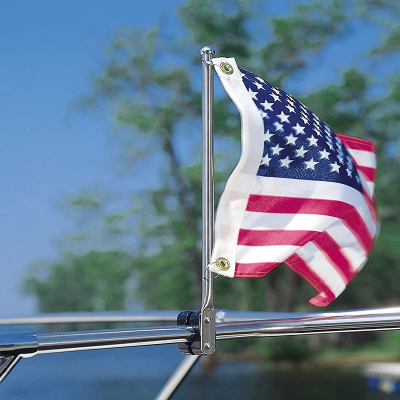 Boat Accessories Marine Flagstaff Stainless Steel Rail Mount Flag Pole