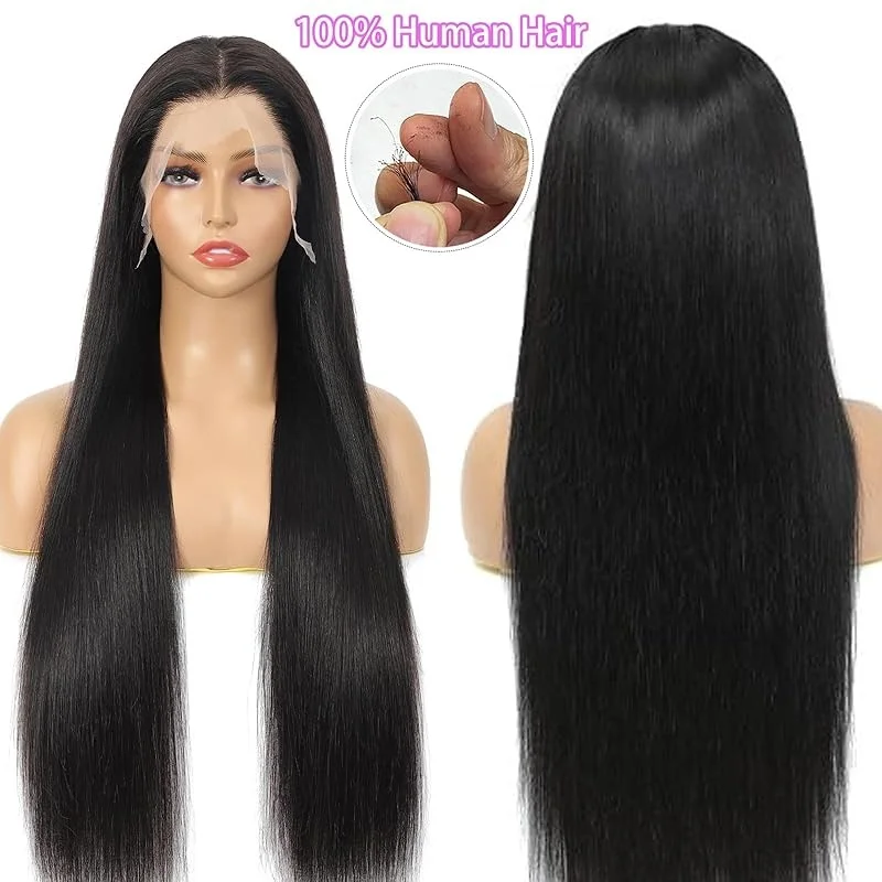 40 inch Natural Straight human hair wigs 13x6 HD Front Lace 220 density 100% Brazilian wigs human hair For human