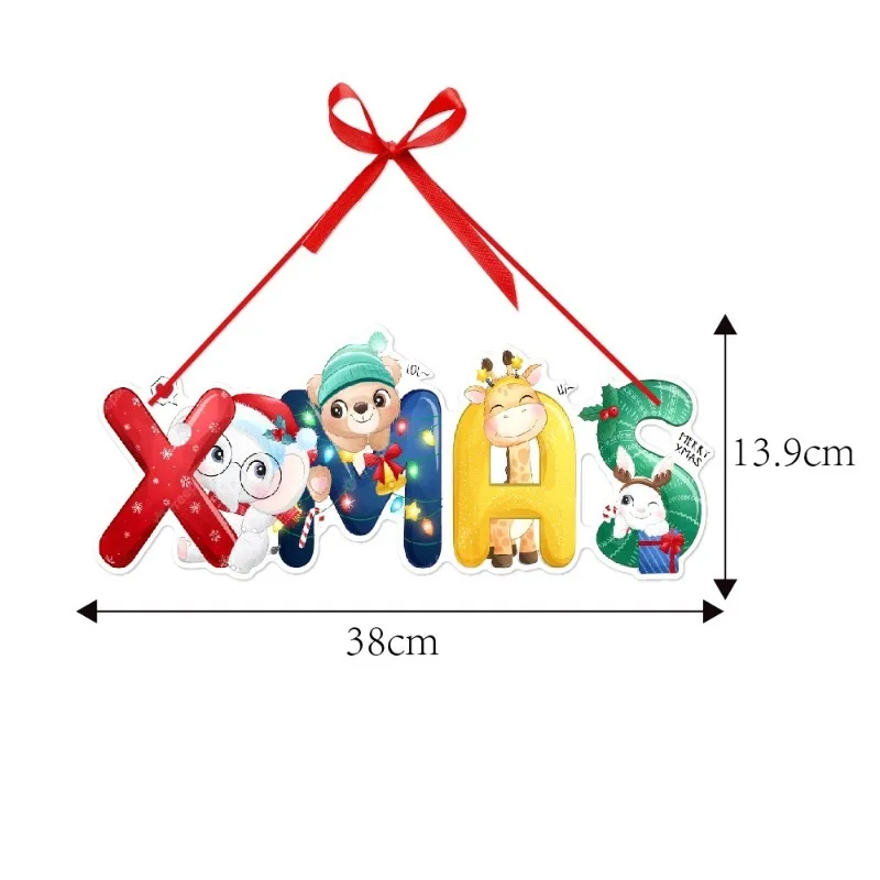 Christmas Door Hanging Pendant Xmas Paper Banner Drop Ornaments Santa Claus Snowman Xmas Cars Merry Christmas Decorations