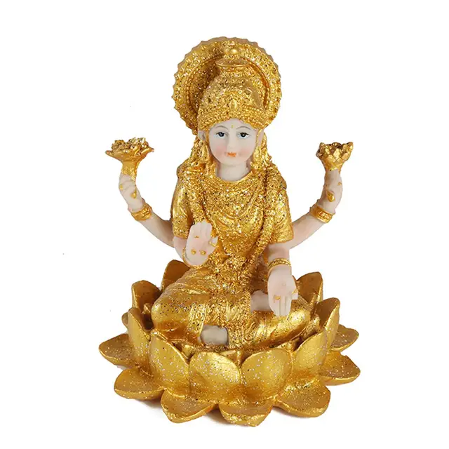 Mini déesse hindoue indienne or bouddha Figurine méditation résine cadeau prospérité salle de Yoga pour autel jardin Diwali sanctuaire bureau 6