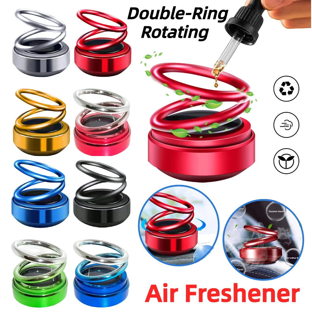 360 Degree Solar Automatic Suspension Rotation Car Air Freshener Fragrance  Double Ring Aluminum Alloy Diffuser Solid Perfume - AliExpress