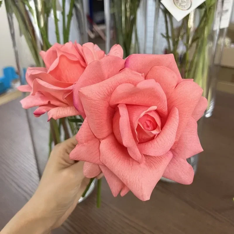 10Pc Moisturizing Rose Real Touch Artificial Flowers Wedding Decor Flower Arrangement Bridal Bouquet Home Party Event Decor
