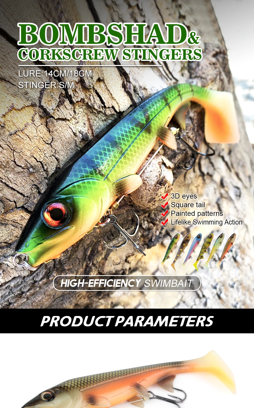 Spinpoler Big Fish Weicher Angelköder mit Stinger Rig Hakenset 14 cm/18 cm Jigging Trolling für Salzwasser-Meeresangelgerät Pesca – Detail 1