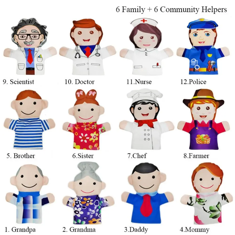 Family Members Hand Puppets For Family Members Cloth Plush Toy Cloth Adorable Figures Puppets Adorable Interactive 2pcs family members role play adorable cloth hand role play for teaching son daughter