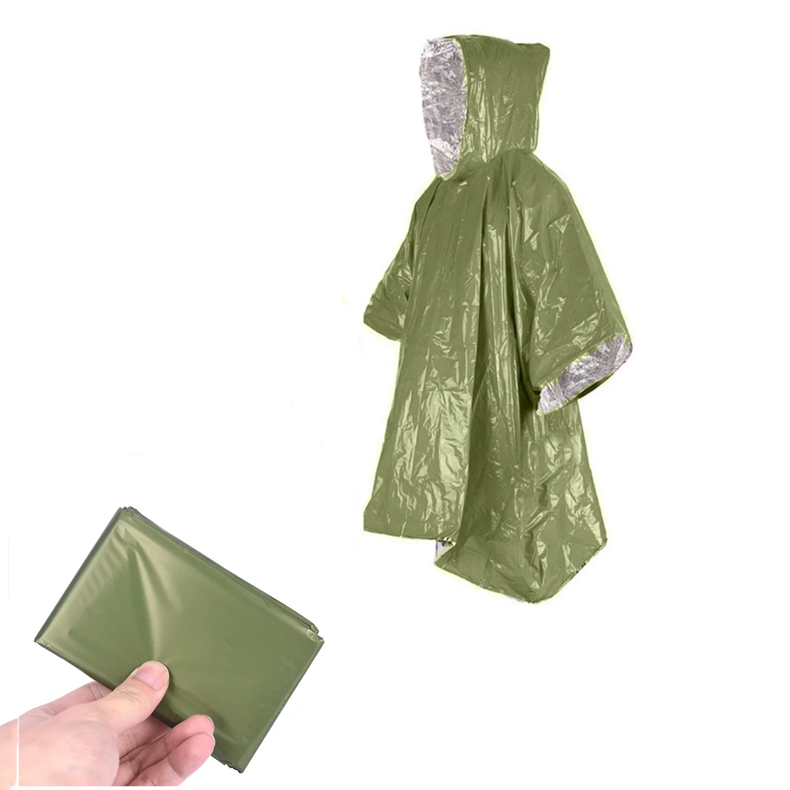 Emergency Survival Rain Poncho Thermal Survival Space Blanket For Camping Hiking