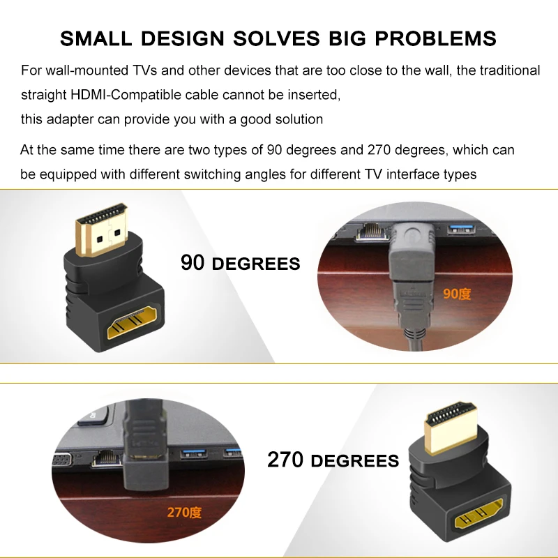 HDMI Adapter 90 270 Degree Right Angle 4K HDMI Extender Male to Female Converter HDMI-compatible Cable Connector TV Laptop hdmi adapter cable,hdmi cable,hdtv adapter cable,usb c to hdmi cable,typec to hdmi cable,hdmi adapter,4k converter cable,dp to hdmi adapter,displayport to hdmi adapter,hdmi to vga converter,wii to hdmi converter,hdmi to dvi adapter,dp to dvi adapter cable,audio cable adapter,hdmi audio splitter,hdmi audio extractor,usb adapter cable
