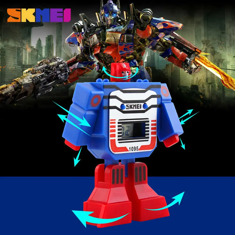 SKMEI Cartoon Kids LED Digital Sports Watch with Robot Transformation Feature